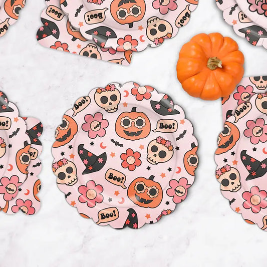 Groovy Halloween Paper Plate, Halloween Party Supplies, Skull Plate