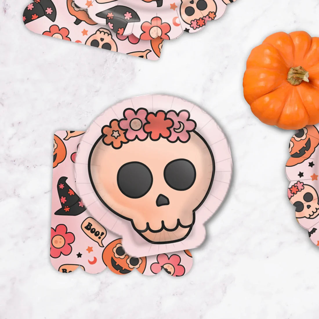 Groovy Skull Paper Plate, Halloween Decorations, Halloween Party