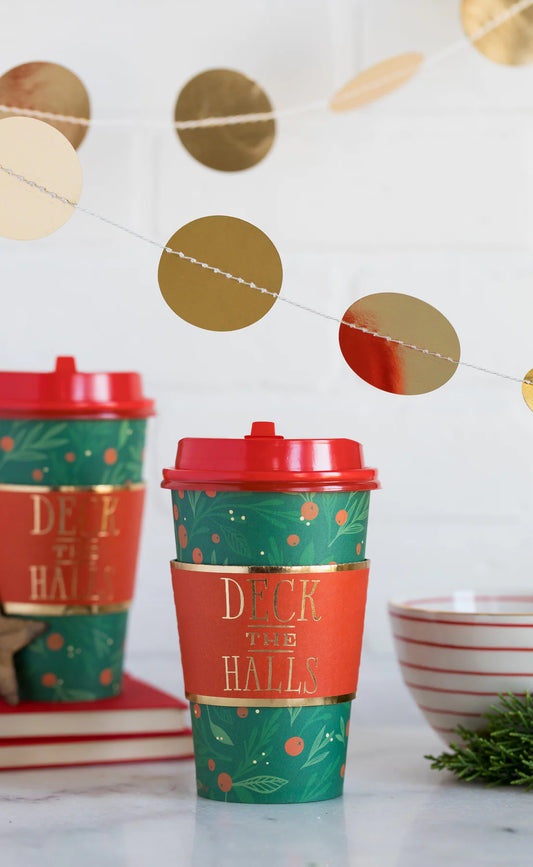 Deck The Halls Cups, Holiday Decorations, Party Supplies