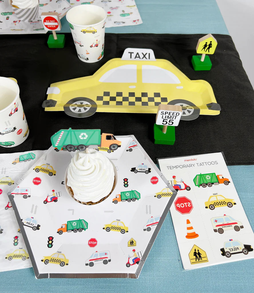 Taxi Paper Plate, Party Decorations, Transportation Party Supplies