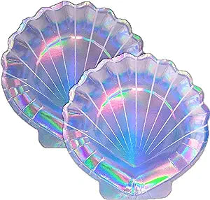 Silver Seashell Paper Plate, Party Supplies, Mermaid Decorations