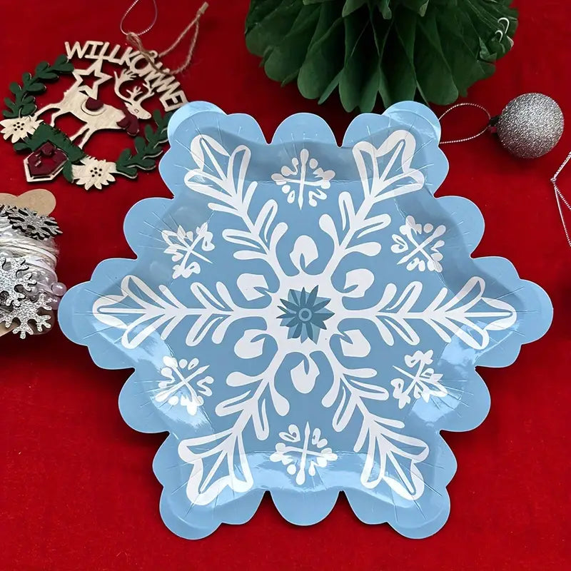 Snowflake Shaped Paper Plate, Christmas Party Supplies, Winter Decorations