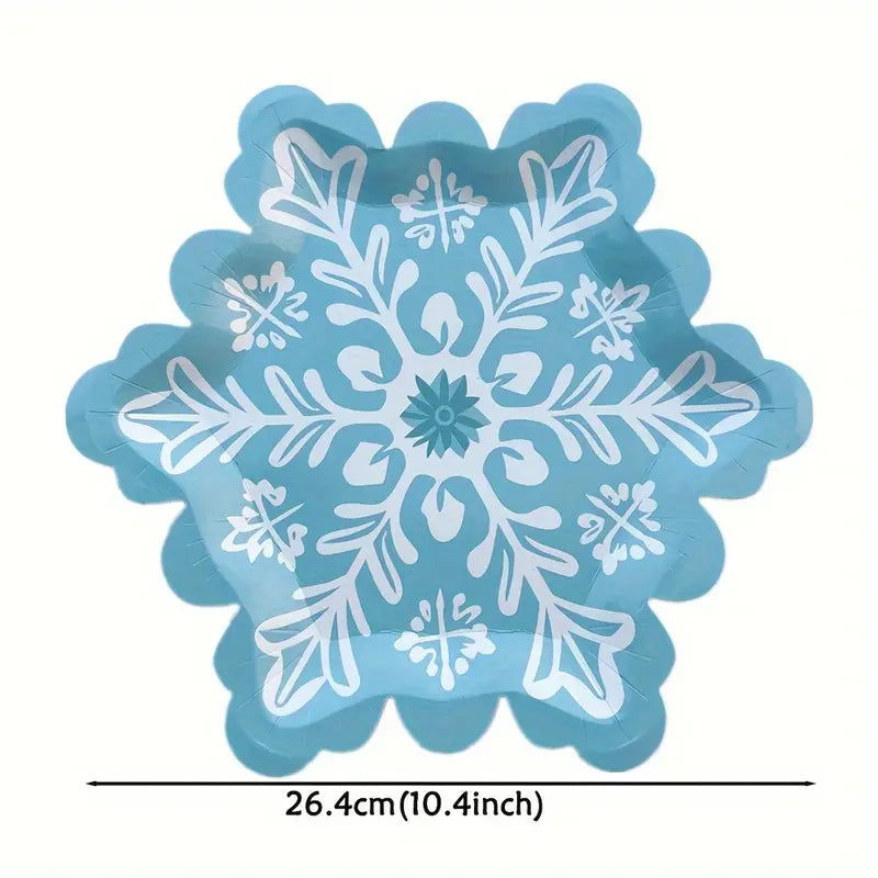 Snowflake Shaped Paper Plate, Christmas Party Supplies, Winter Decorations